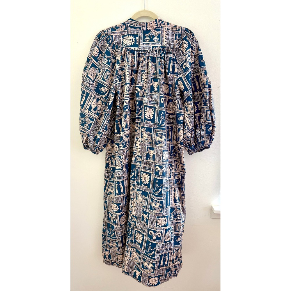 Corey Lynn Calter Zodiac Astrology Cotton Midi Dress Blue Large Boho The Sign - Picture 8 of 8